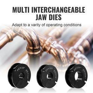 Kit de herramientas de crimpado Pro Press para tuberías PEX de 3/8'', 1/2'' y 3/4'' con anillos de crimpado de 1'', 3 mordazas y cortador de tuberías PEX Go/No-G - Product Image 3