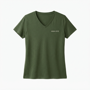 Camiseta de Manga Corta con Cuello en V para Mujer, Color Verde Oliva, Corte Regular, Tejido de Punto, Informal, para Todas las Temporadas, Color Sólido - Product Image 5