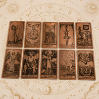 Vente en gros de cartes de tarot mystérieuses roses personnalisées, jeu de tarot pour débutants avec guide, jeu de cartes de tarot en PVC imperméable, coffret de cartes de tarot