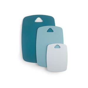 Set di 3 taglieri Ocean blu verde acqua e grigio con manico per uso in cucina - Product Image 1