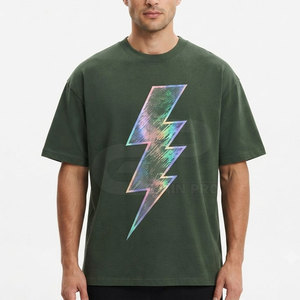 Camiseta Moderna con Estampado Reflectante para Hombre, Cuello Redondo, Algodón Suave, Diseño Reflectante, Ropa Casual Urbana, Ajuste Cómodo - Product Image 3