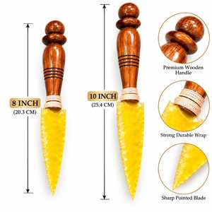 Cuchillo de vidrio amarillo hecho a mano con mango de madera de 8-10 pulgadas, athame decorativo coleccionable de fantasía para venta al por mayor - Product Image 4