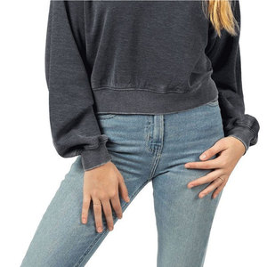 Sweat-shirt à capuche décontracté en coton tricoté pour femme, avec logo frontal, couleur unie, col rond, ODM, écologique et respirant – Collection Automne - Product Image 6