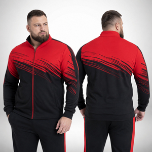 Veste de survêtement imprimée pour homme grande taille, col montant, en Spandex et Polyester, avec fermeture éclair, pour l'entraînement - Product Image 1