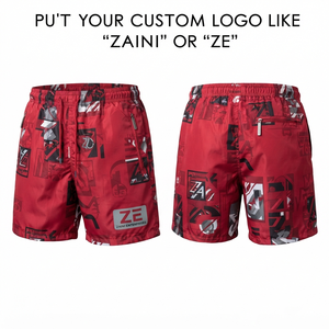 100 Polyester Microfiber Peach Finish 120 GSM Men Windbreaker Shorts <b>Red</b> Graphic Print Custom Logo Quick Dry Lightweight - Product Image 1
