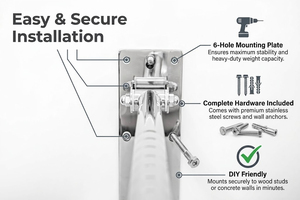 Barre d'appui de sécurité pliable en forme de U en acier inoxydable pour toilettes et salle de bain - Product Image 4