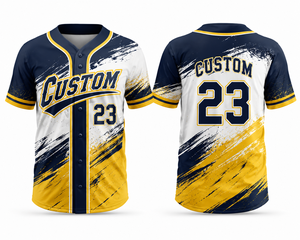 Maillot de baseball personnalisé pour hommes, manches courtes, sublimé, anti-humidité, col en V, boutonné, vêtements de sport, design numéro 23 - Product Image 1