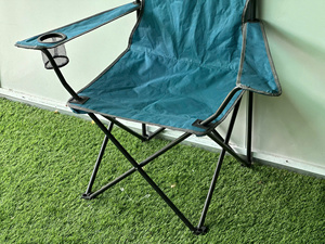 เก้าอี้สแตนเลสแบบพกพาน้ำหนักเบาดีไซน์ทันสมัยเก้าอี้ตั้งแคมป์พับได้เก้าอี้วางแก้วที่เท้าแขนสำหรับชายหาด - Product Image 4