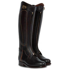 Bottes d'équitation pour hommes, bottes de cowboy respirantes en cuir véritable marron à lacets, bottes longues jusqu'au genou - Product Image 4