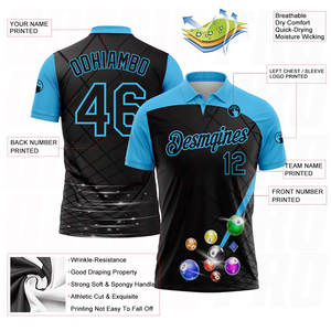 Chemise polo homme personnalisée, haute qualité, vêtements de sport, golf, noir, bleu ciel, billard, performance, anti-transpiration, athlétique - Product Image 4