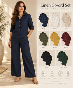 Ropa de Verano para Mujer Directo de Fábrica - Camisa Azul Marino con Botones y Pantalones Anchos, Proveedor al por Mayor - Product Image 4