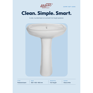 Lavabo de Pedestal Ovalado de Cerámica Sanso 4005 para Uso Exterior |   Ashirwad Sanitary Ware Venta Directa al por Mayor en India - Product Image 2