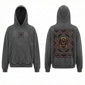 เสื้อฮู้ดดี้ปักลายกราฟิกสีน้ำเงินฟอก ทรงโอเวอร์ไซส์ สไตล์สตรีทแวร์ สำหรับผู้ชาย ตกแต่งด้วยคริสตัล ผลิตโดยโรงงานเสื้อผ้า - Product Image 4