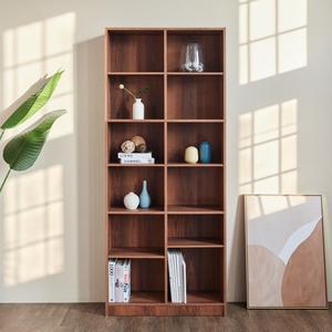 Walnut Color 12-Grid Storage Organizer Wood Bookshelf <b>Bookcase</b> - Product Image 2