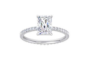 Anillo de compromiso solitario con diamante cultivado en laboratorio de corte marquesa, piedras laterales, chapado en oro de 18k con rodio, engaste de garras, anillo clásico minimalista - Product Image 2