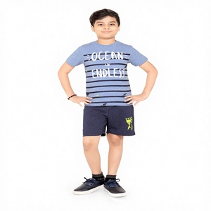 Conjunto de pantalones cortos con estampado de algodón 100%, ropa de verano de Color sólido, camiseta, conjuntos de ropa para niños, ropa personalizada para bebés - Product Image 1