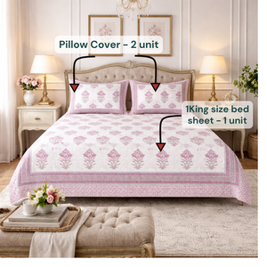 Juego de Sábanas King Size 100% Algodón Jaipur, Diseño Floral Clásico Estampado con Pigmentos, 200 Hilos, 3 Piezas, Duradero, Ecológico, Lavable a Máquina - Product Image 6