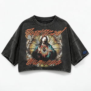 เสื้อยืดครอปผ้าฝ้ายแท้ 100% ทรงหลวมสไตล์ฮิปฮอป สตรีทแวร์สำหรับผู้ชาย - Product Image 1