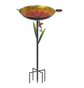 Bebedero para pájaros de metal más vendido con soporte decorativo para jardín, patio y comodidad al beber agua al aire libre - Product Image 4