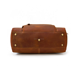 Men's Genuine Leather Duffle Bag with Multiple Compartments and Top Handle for Travel - Product Image 3