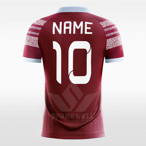 Camiseta de Fútbol para Hombre, Marca Teamname 10, Color Granate, Manga Corta, Sublimada, Cuello Redondo, Transpirable, 320g, Poliéster, Logotipo Frontal, Todas las Temporadas - Product Image 5