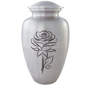 Urnas para adultos de alta calidad, suministros funerarios más vendidos, urnas de cremación de aluminio con flores grabadas para cenizas humanas - Product Image 1