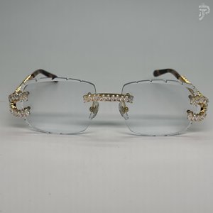 Monturas Geométricas con Lentes Transparentes, Diseño Moderno con Incrustaciones de Diamantes Hechas a Mano, para Gafas de Sol - Product Image 1
