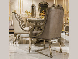 Ensemble de salle à manger de luxe en teck massif, 7 pièces, sculpté, style moderne du milieu du siècle, meubles pour hôtel, villa, manoir - Product Image 4