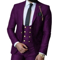 Jas Tuxedo Pengantin Pria Slim Fit, Jas Pengiring Pengantin 3 Potong, Jas Formal Murah untuk Pesta Prom, Jaket+Celana+Rompi+Dasi