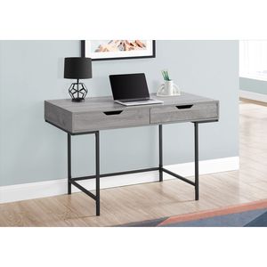Contemporary Modern 48\"L Home Office Laptop <b>Computer</b> <b>Desk</b> with Storage Drawers Grey Laminate and Black Metal - Product Image 5