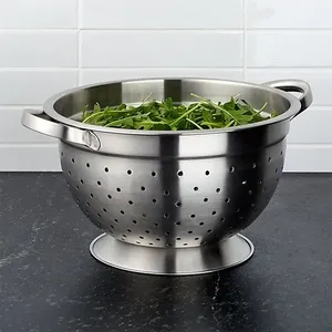 Compact stainless steel colander <b>sink</b> <b>strainer</b> for quick washing of berries herbs and vegetables in home kitchen - Product Image 1