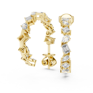 UNIQUE RHODIUM PLATED LUXURY HOOP <b>EARRINGS</b> <b>SET</b> in 18KT ROSE <b>GOLD</b> LAB GROWN MIX CUT DIAMONDS IGI CERTIFIED for EVERYDAY WEAR - Product Image 6