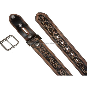 เข็มขัดลำลองหนังตะวันตกแบบทูโทนทำด้วยมือสไตล์วินเทจสุดหรูสำหรับทุกเพศขนาดที่กำหนดเองได้หัวเข็มขัดแบบถอดเปลี่ยนได้ - Product Image 1