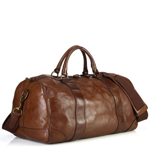 กระเป๋าเดินทางหนังแท้ทรงดัฟเฟิล รุ่นโมเดิร์น ยูนิเซ็กส์ สีดำล้วน ปิดซิป ความจุ 30-40 ลิตร เหมาะสำหรับออกกำลังกายและเดินทาง - Product Image 3