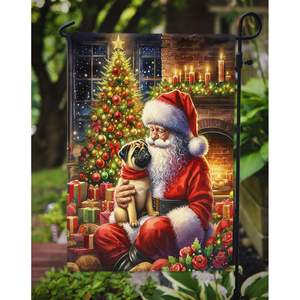 Bandera de jardín de Papá Noel Pug de cervatillo Multicolor, pancarta decorativa para Patio, arte, buzón, bandera para camas de flores, tamaño de patio - Product Image 3