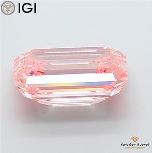 Diamant de laboratoire CVD, clarté VS1, couleur rose vif fantaisie, taille émeraude, 5,01 carats, certifié IGI, pour fiançailles, spécial - Product Image 4