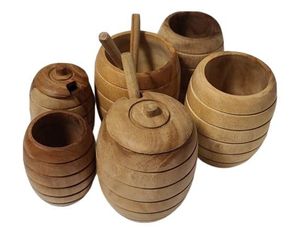 Tarro de Miel de Madera Natural Hecho a Mano, con Tapa Abatible, Apto para Calentar, Multifuncional, para Cocina, Hogar, Hotel, Resort, Diseño Personalizado - Product Image 4