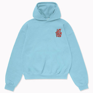 Sweat-shirt à capuche surdimensionné pour homme, bleu clair, couleur unie, décontracté, pour l'automne, 100% coton, tricoté, avec poche - Product Image 2