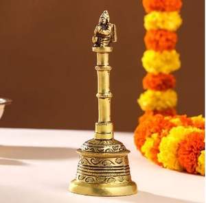 Hermosa Campana de Mano de Latón con Mango de Madera para Ceremonias de Oración, Meditación Espiritual, Estilo Clásico Vintage, Decoración del Hogar - Product Image 6