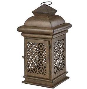 Lanterne à bougie galvanisée, lanterne suspendue en métal sculpté à la main pour la décoration de la maison et du jardin, lanterne en fer carrée haute de style vintage - Product Image 1