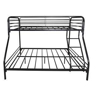 Heavy Duty Metal Twin Over Full Bunk Bed with Enhanced Upper Level Guardrail Easy Assembly in Black Color - Product Image 2