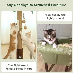 Arbre à gratter pour chat de 35 pouces de haut, écologique et durable, avec construction en bois et plastique, jouet avec trou pour souris pour chats d'intérieur - Product Image 5