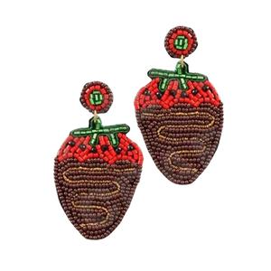Chocolat fraise boucles d'oreilles pendantes nouveauté perles transfrontalières faites à la main or à la mode créatif pour les fêtes Style chrétien - Product Image 1