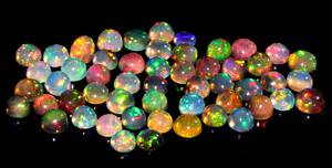 Opale d'Éthiopie noire naturelle, cabochon, multi-feu, pierre précieuse en vrac pour la fabrication de bagues, fournisseur en gros de bijoux - Product Image 3