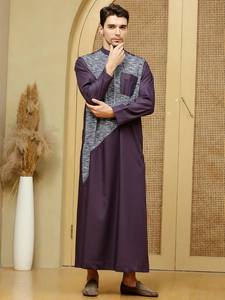 New Style Fashion Polyester <b>Men</b> Color Clothing Muslim With Zipper <b>Thobe</b> Latest Design Solid Color Comfortable Breathable - Product Image 4