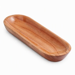 Bandeja de Servir Rectangular de Madera Maciza Natural, Plato de Madera Largo en Forma de Barco para Pan, Fruta y Bocadillos - Product Image 5