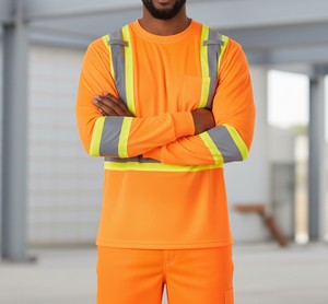 Custom High Visibility Reflective <b>Safety</b> Shirt with Silver <b>Tape</b> for Construction and Industrial Workers - Product Image 1