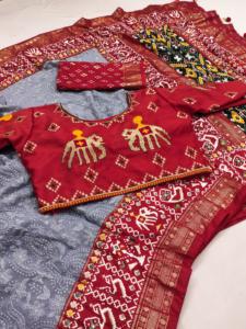 ชุดส่าหรีปักลายพรีเมียมจากอินเดีย ผ้าจอร์เจตต์ ดีไซน์ล่าสุด พร้อมเสื้อคลุม ชุดพื้นเมืองอินเดีย เสื้อผ้าแบบดั้งเดิม สำหรับผู้หญิงและเด็กผู้หญิง - Product Image 5