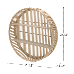 Premium Natural Bamboo Round Wall <b>Shelf</b> Handcrafted Storage Solution for Hotel Spa Restaurant Bathroom Design Wholesale - Product Image 3