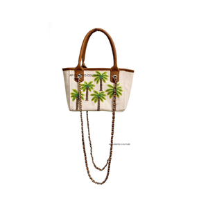 Sacs à main en perles noires personnalisés en gros avec embellissements palmiers, sacs de soirée perlés faits à la main avec bandoulière intégrée - Product Image 2